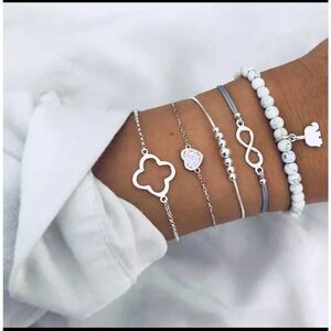 📩🛍️2 for $10 Hand Heart Eye Adjustable Pendant Layered Bracelets Set for Women